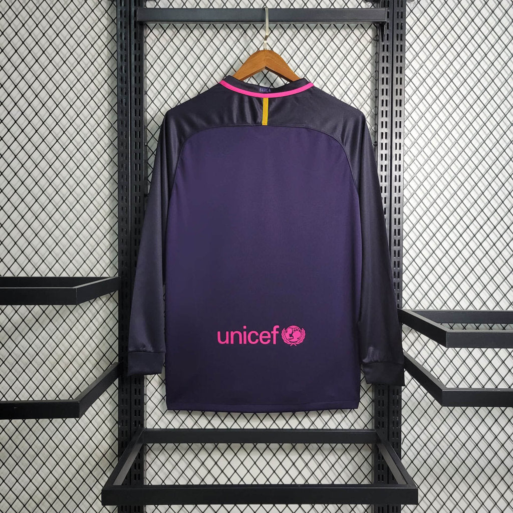 Camisa Barcelona Titular 16/17 - Lilás Versão Retrô Manga Longa